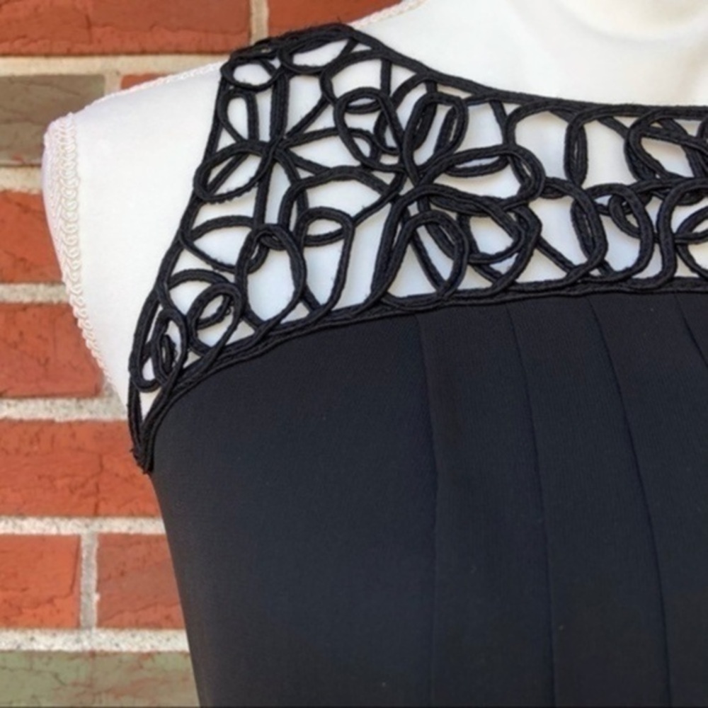Carmen Marc Valvo Collection Black Silk Lattice Sleeveless Mini Dress 👗 - Picture 2 of 14